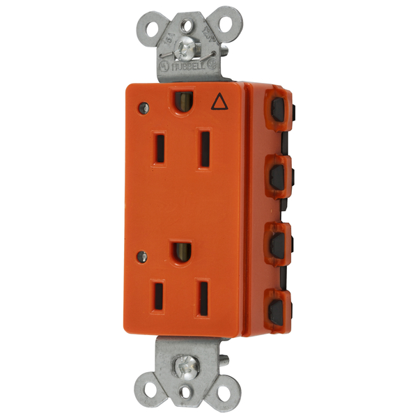 Hubbell Wiring Device-Kellems Straight Blade Devices, Receptacles, Isolated Ground, Style Line Decorator Duplex, SNAPConnect, LED Indicator, 15A 125V SNAP2152IGL